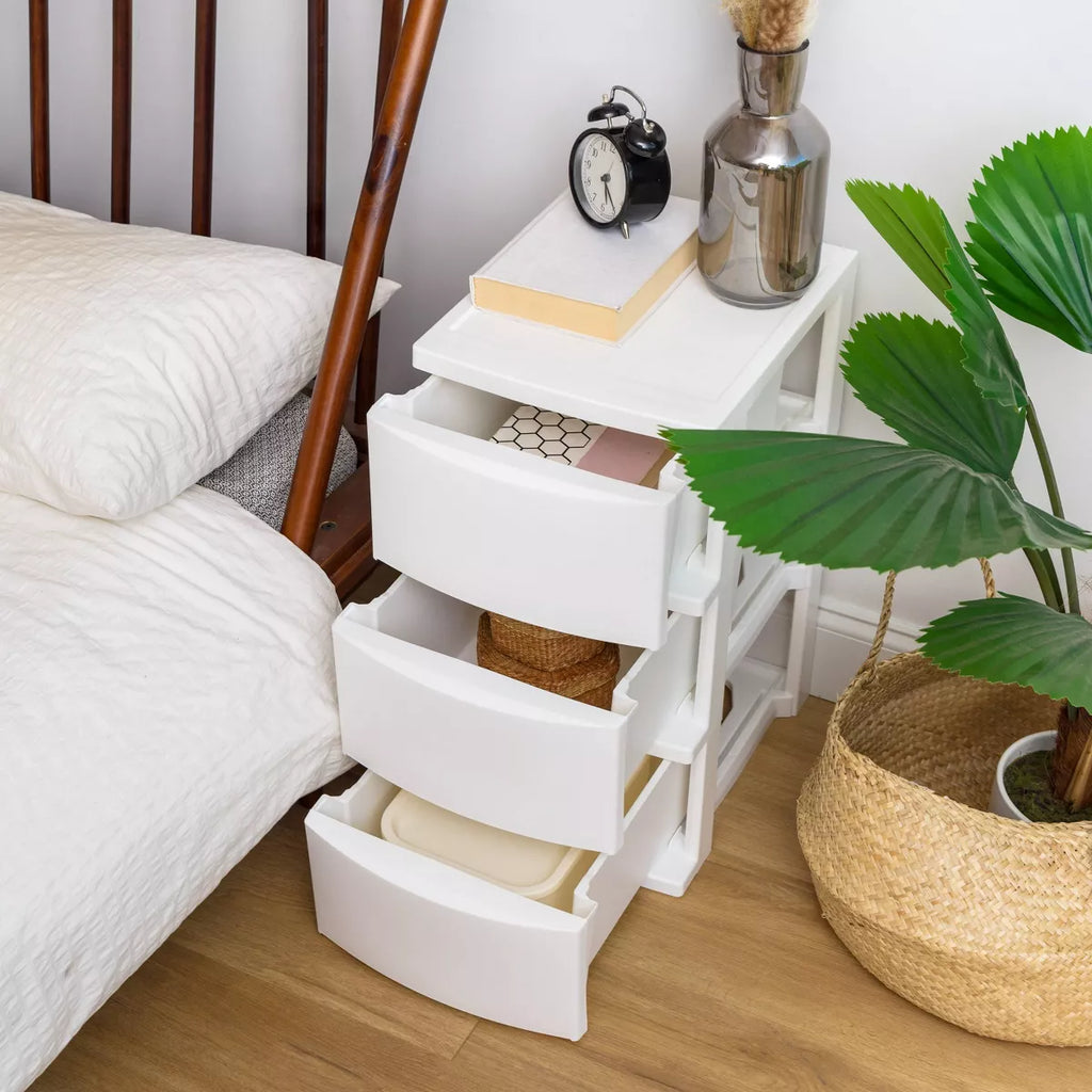 IRIS 3 Drawer Plastic Storage Chests White