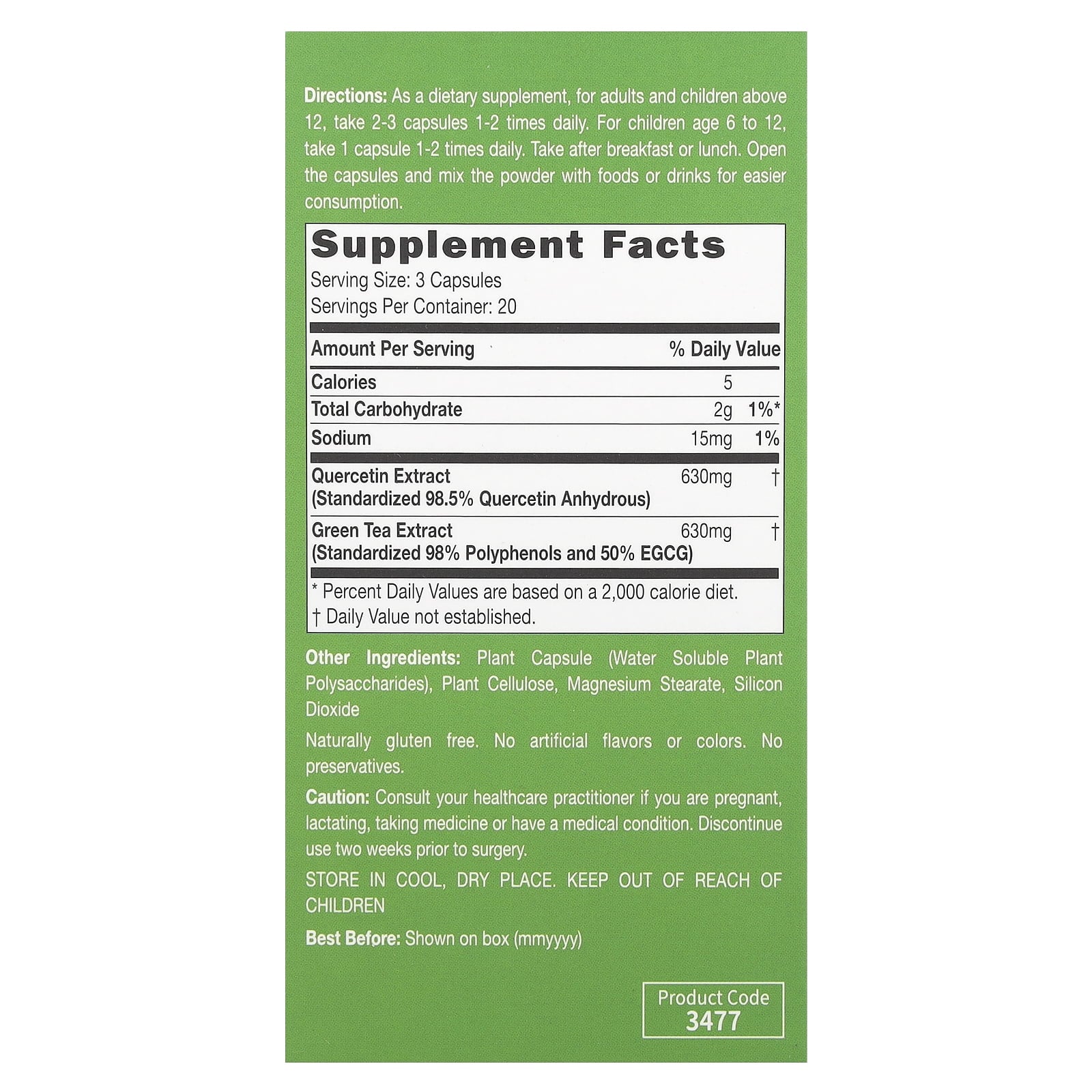 Defense Lung Formula with Quercetin & Green Tea Extract, 60 Vegetarian Capsules