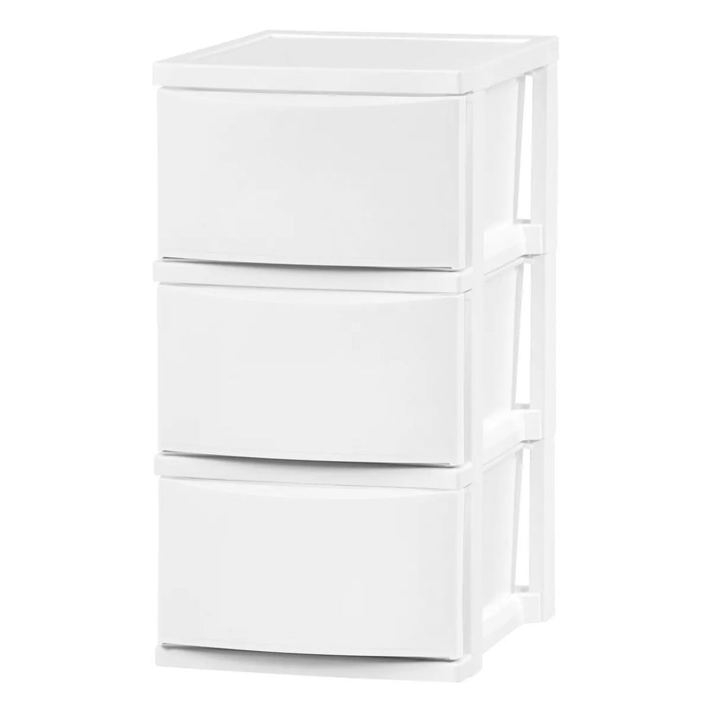 IRIS 3 Drawer Plastic Storage Chests White