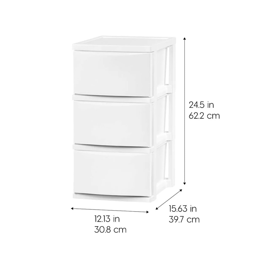 IRIS 3 Drawer Plastic Storage Chests White